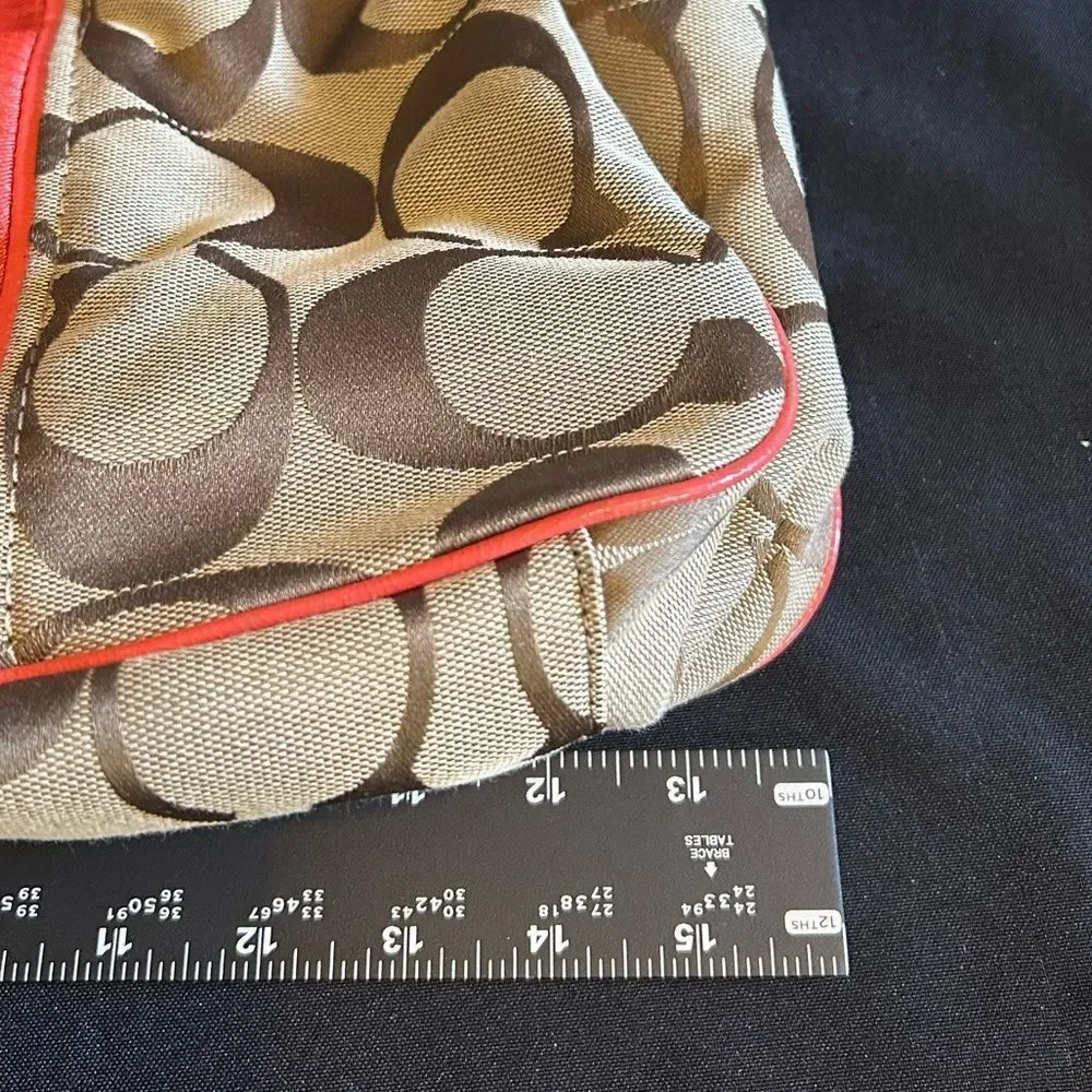 Coach Tan & Red Shoulder Bag Great Condition 14 by 11